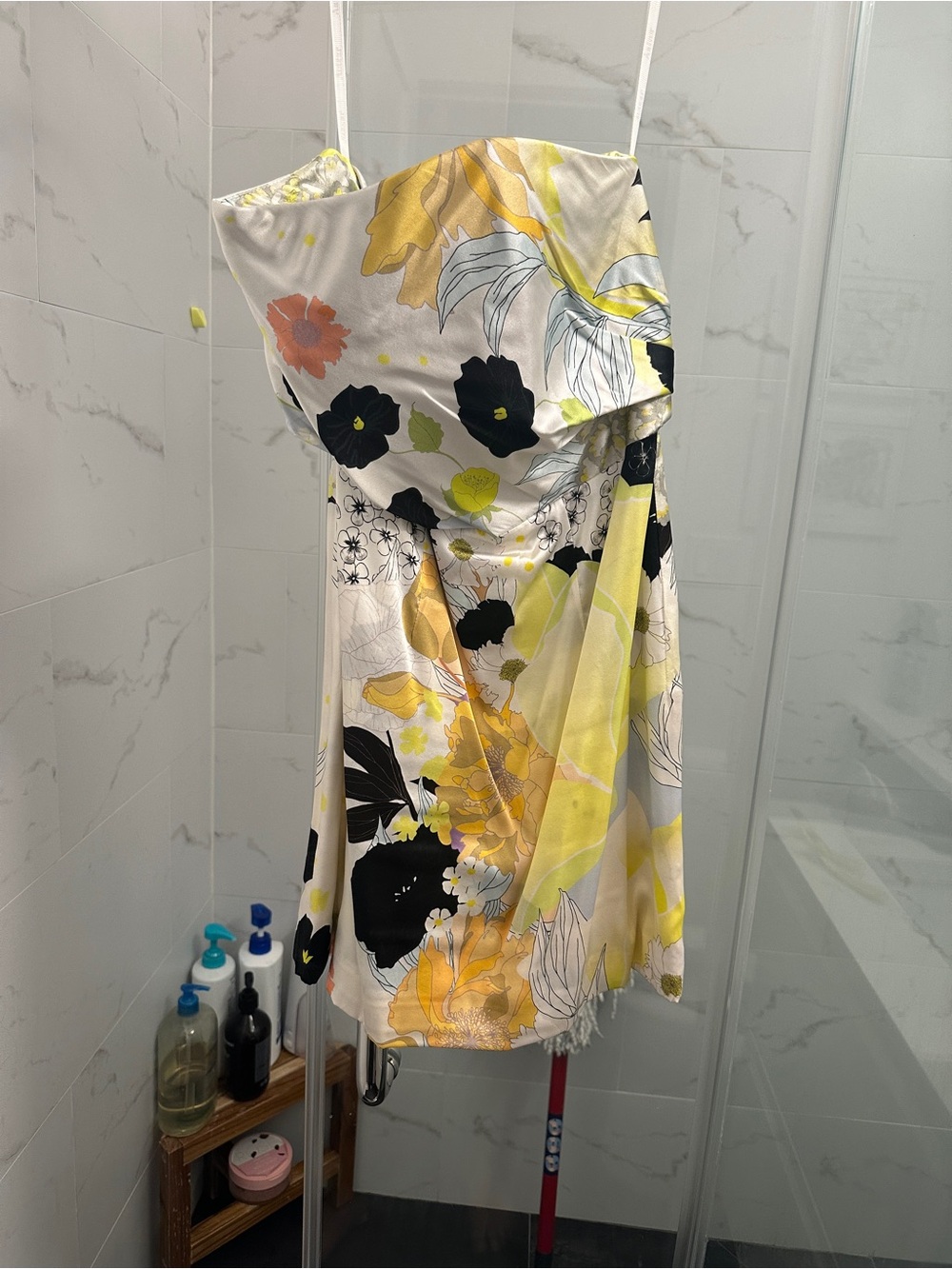 Floral Print Mini Dress with Yellow Accents